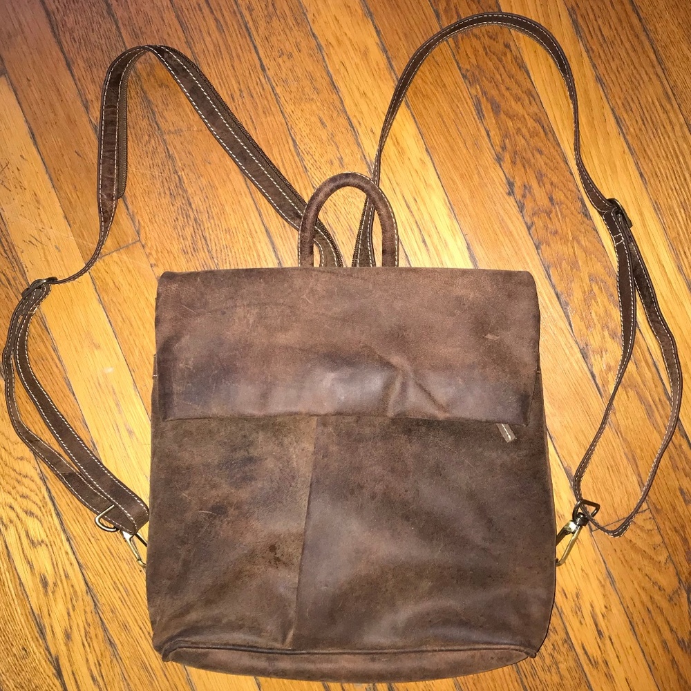 Italian Brown Leather Backpack